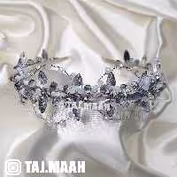 تاج و تل موی کریستال نقره ای پریزاد مدل TLNOGH