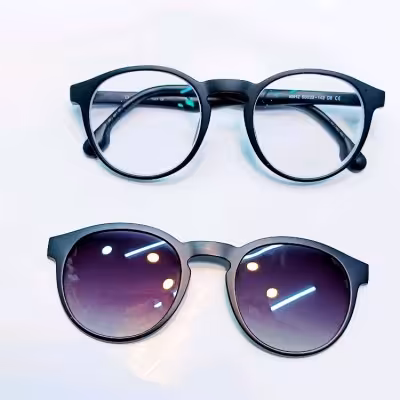 عینک طبی کاور دار گرد دودی مشکی