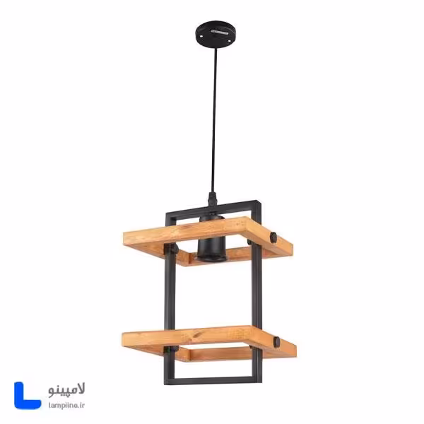 چراغ آویز تک شعله چوب فلز مدل BAM-1091