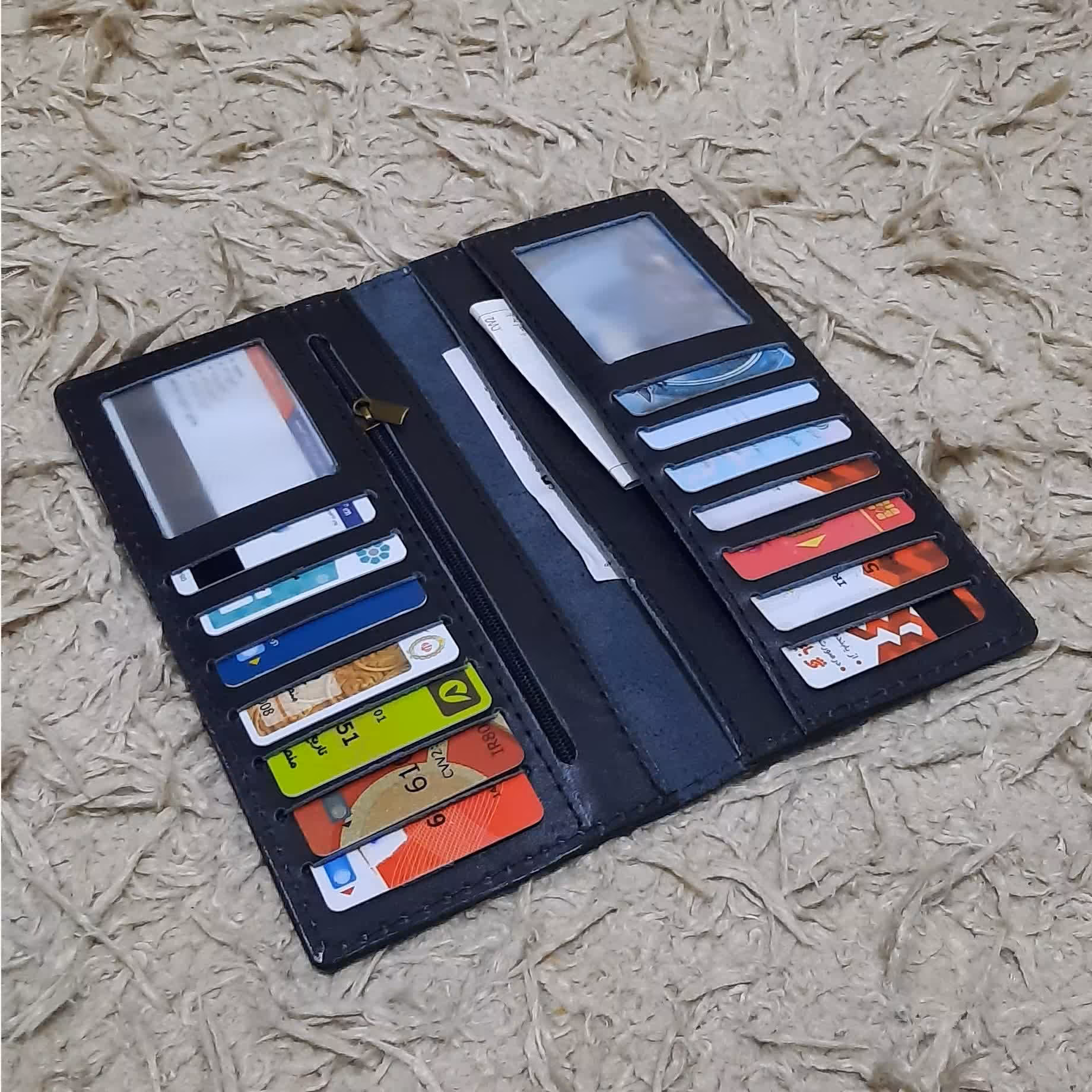 کیف پول کتی چرم طبیعی گاوی مشکی