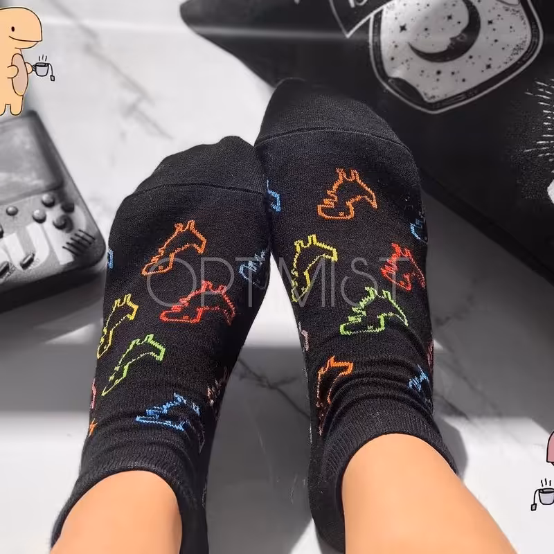 جوراب دایناسور رنگی مچی نخ پنبه فری سایز