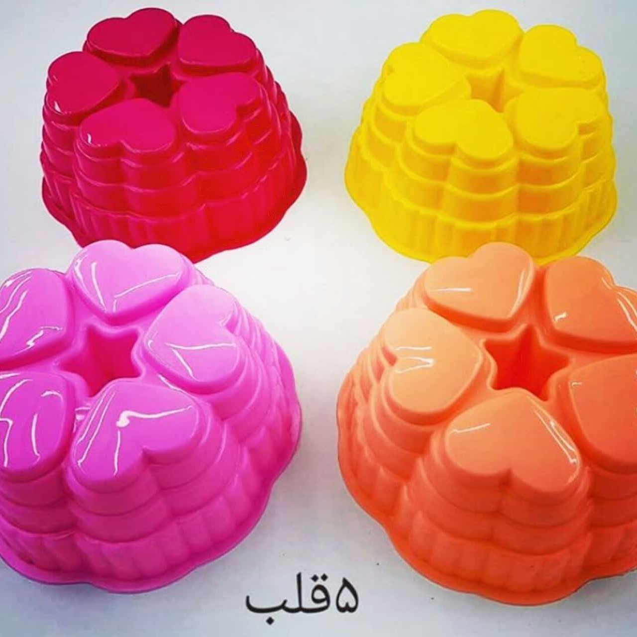 قالب ژله قلب پلاستیکی 5قلب دهانه حدودا 125