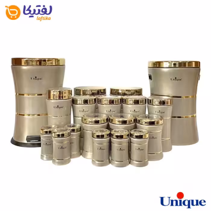 سرویس آشپزخانه یونیک 18 پارچه کمر باریک خطی زیتونی براق UN-4671