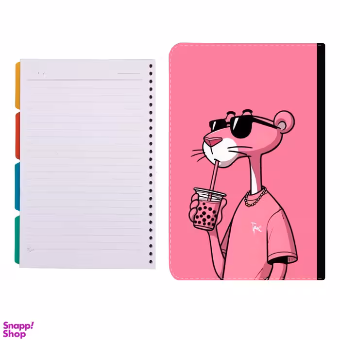 کلاسور طرح پلنگ صورتی کد 28 به همراه کاغذ کلاسور