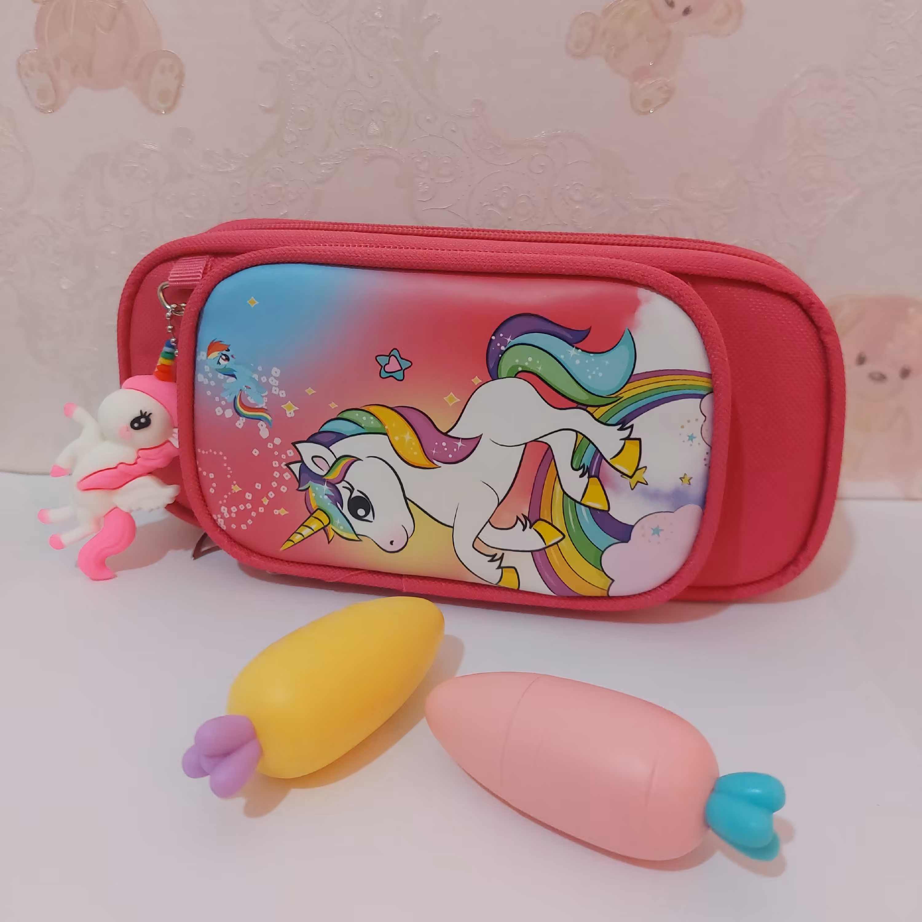 جامدادی دو زیپ تک شاخ  همراه با یک جاکلیدی 