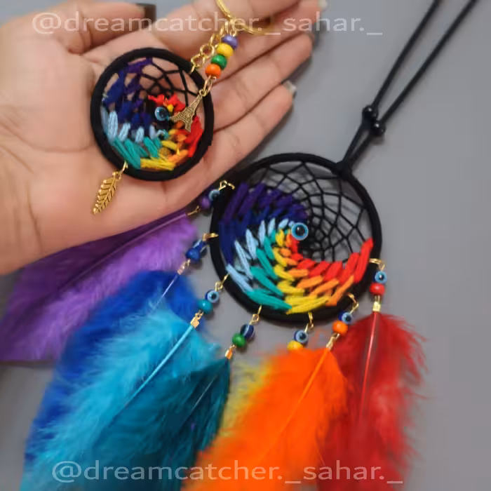 ست اویز ماشین و جاسوئیچی رنگین کمان 🌈