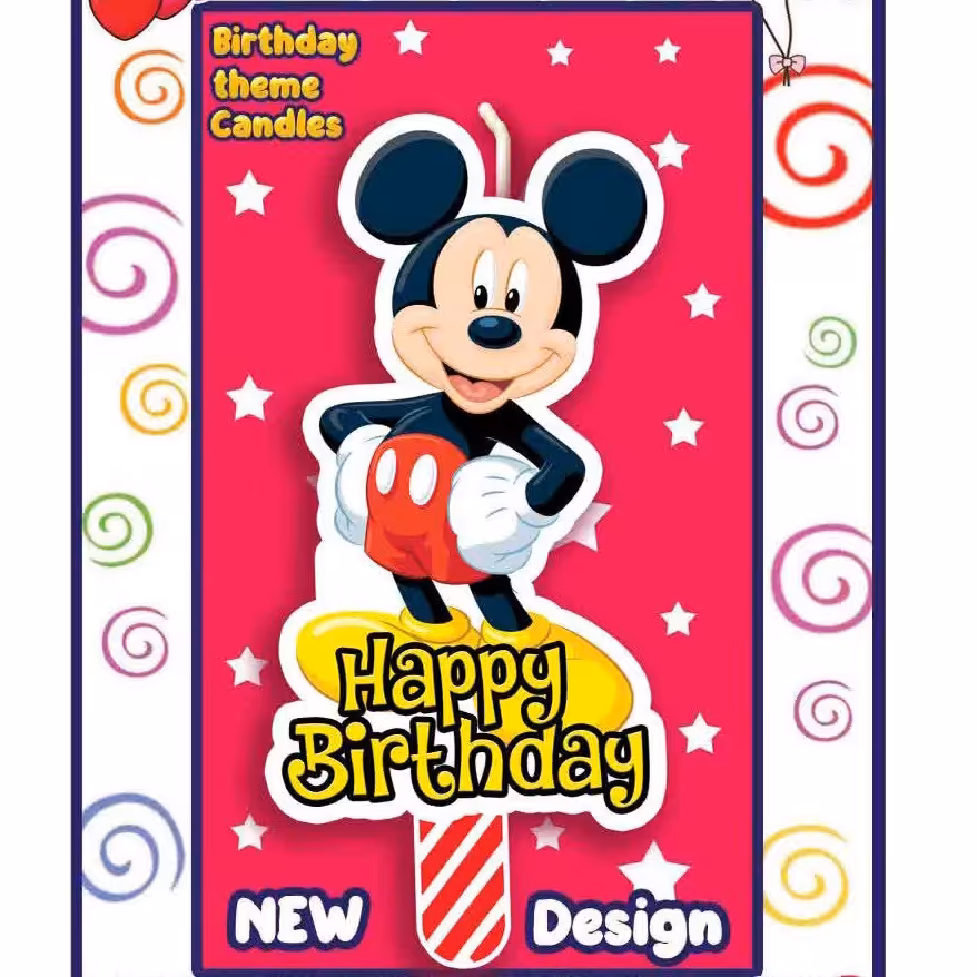 شمع تم تولد پارافین(شخصیت) میکی موس Mickey Mouse تک و عمده(24 عدد)