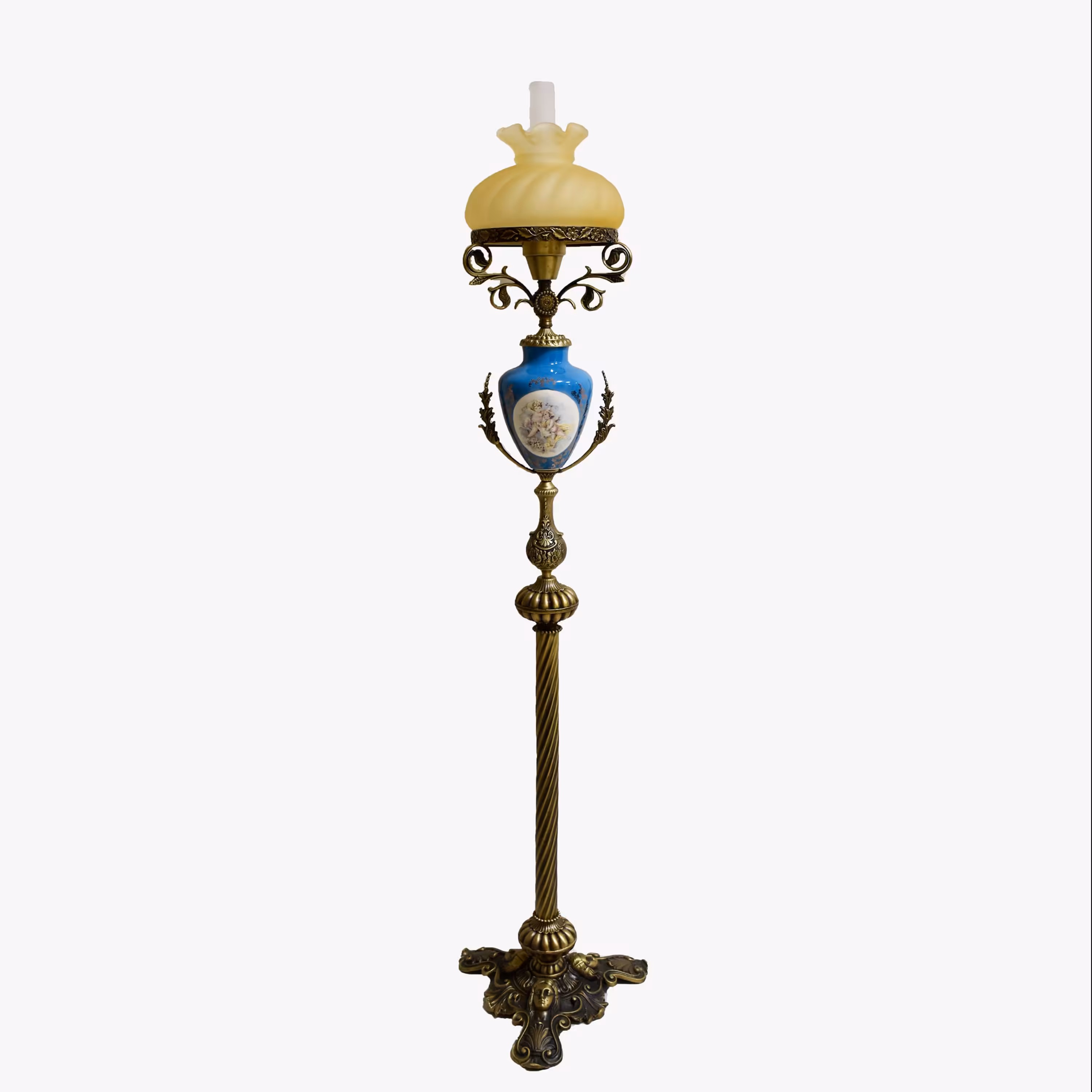 آباژور کنار سالنی برنزی حباب بلور و نفتدان سرامیک