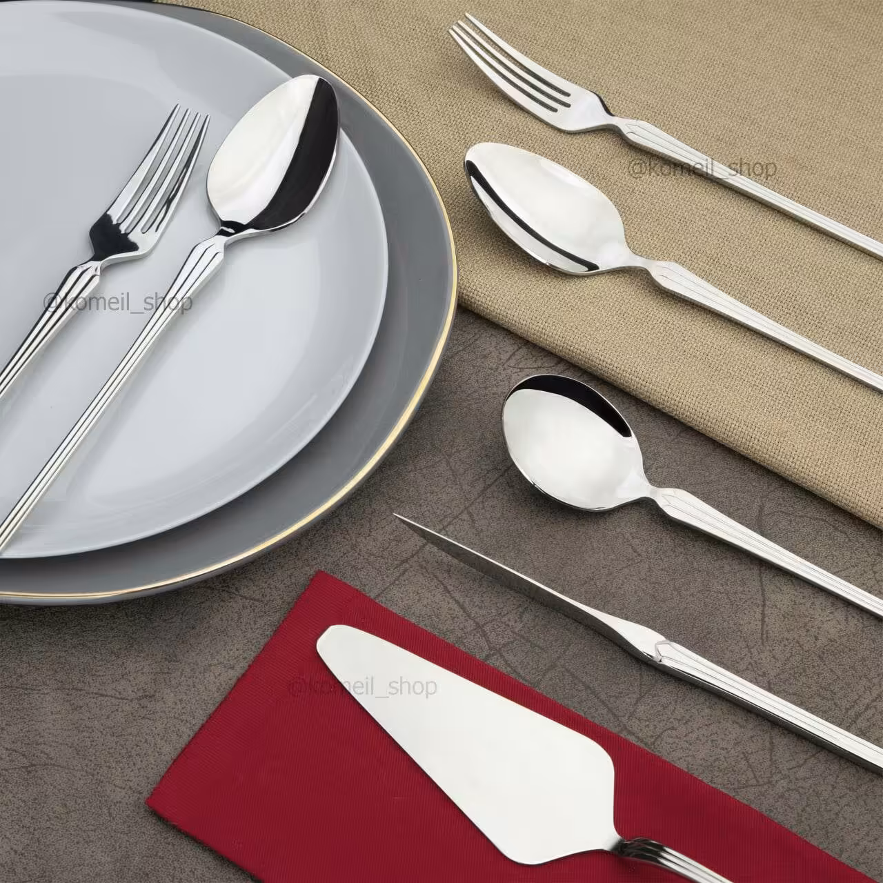 سرویس قاشق چنگال 42 نفره  لاکچری 168 پارچه تمام براق ( Happy family ) 7 M