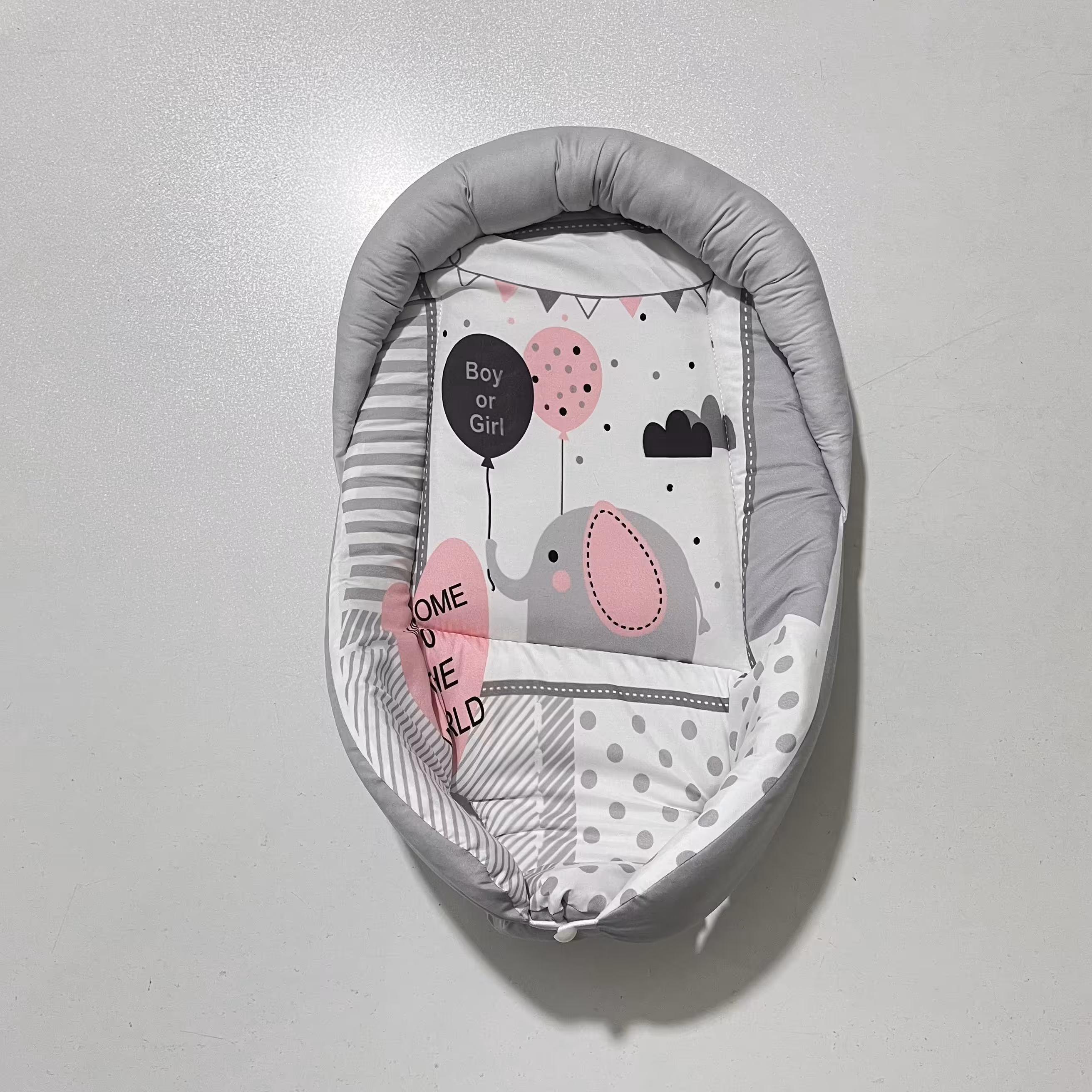 آغوشی نوزاد یا قنداق سوئیسی یا تشک سوئیسی طرح فیل و بادکنک دخترانه