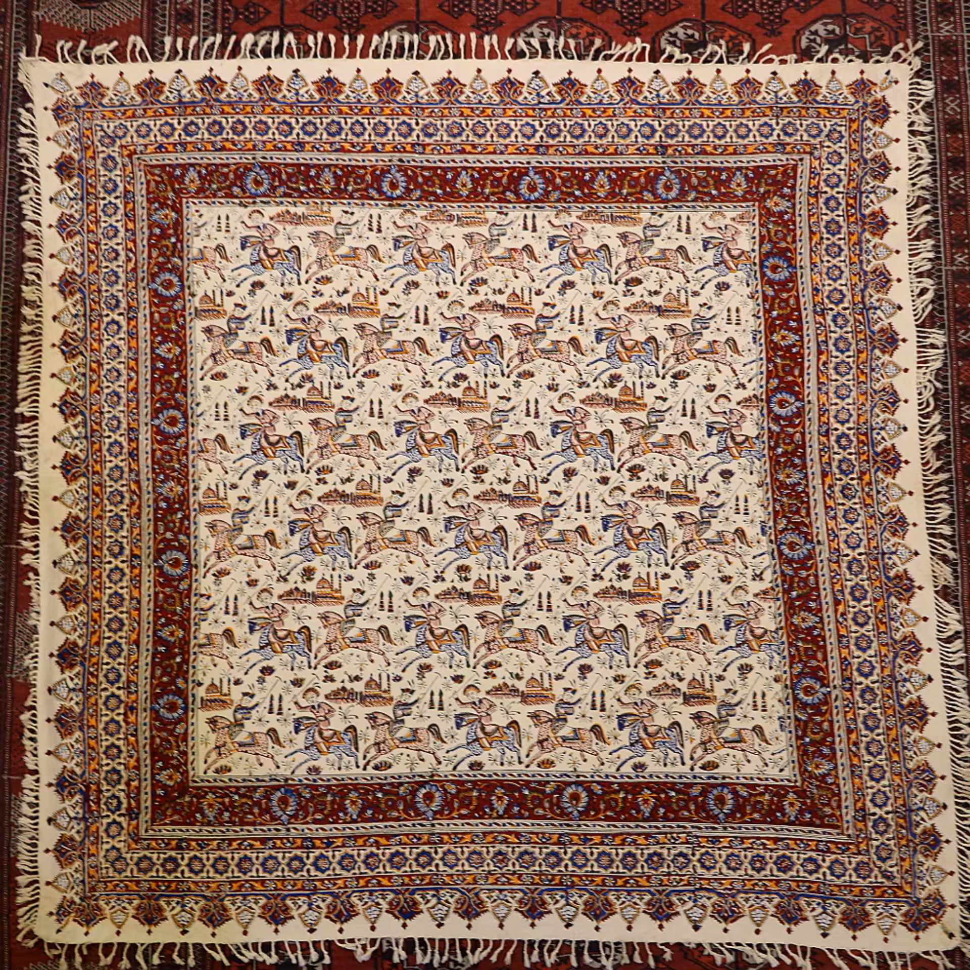 رومیزی مربع طرح چوگان