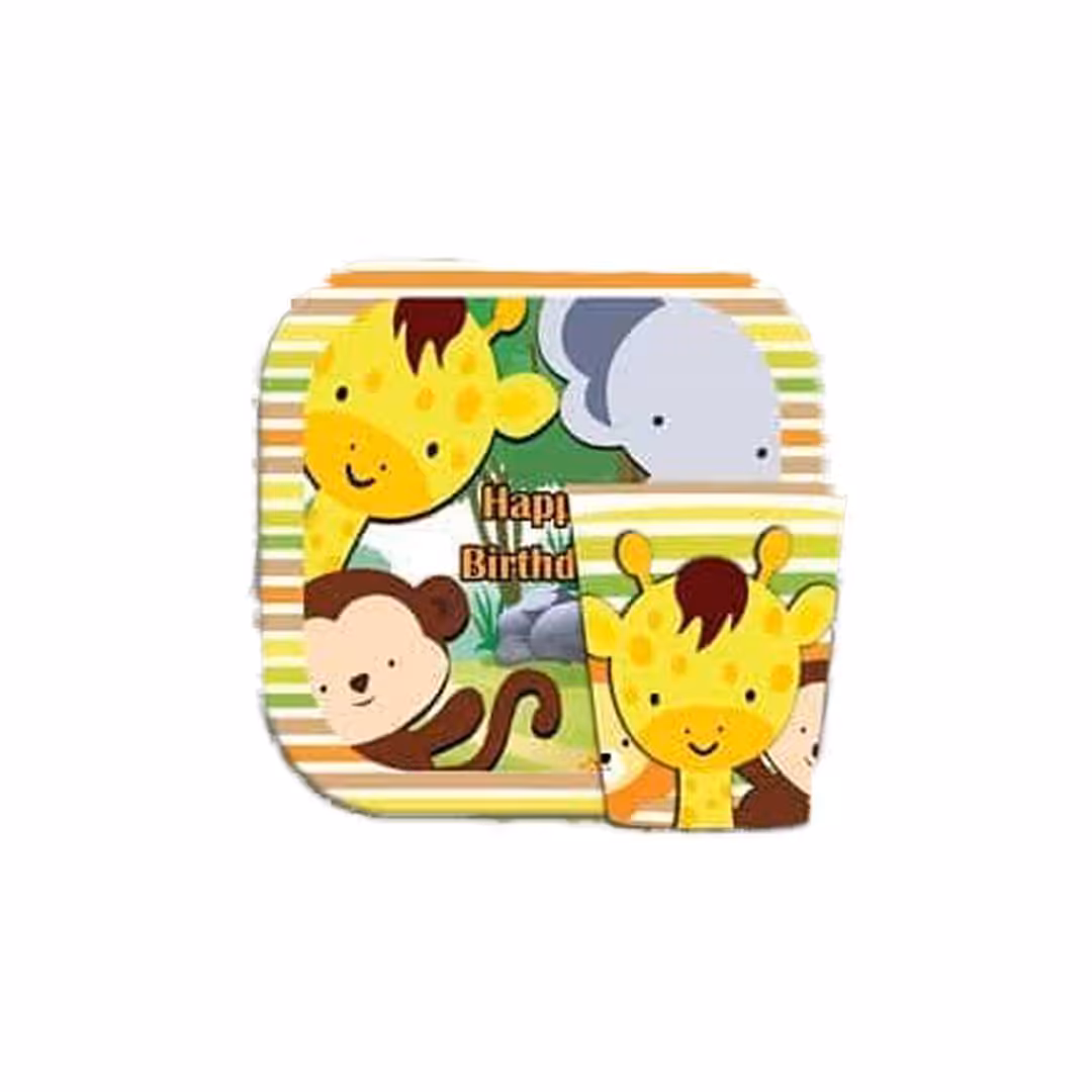 پیش دستی و لیوان تم تولد حیوانات جنگل | 10 عددی