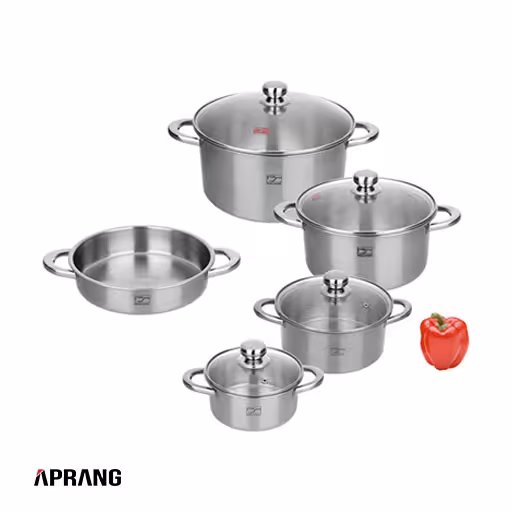 سرویس قابلمه 9 پارچه دسته فلزی پارس استیل - استیل