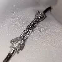 دستبند نقره تلفیق چرم و نقره عیار 925