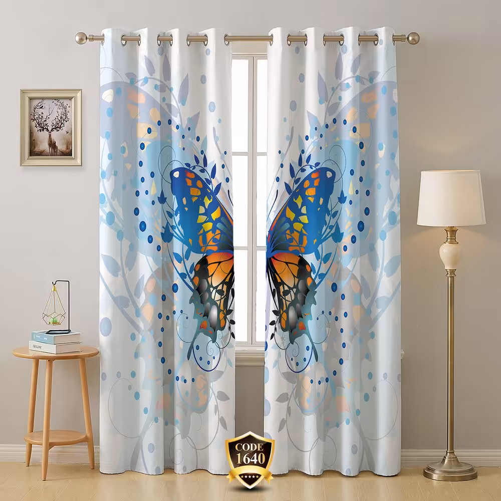 پرده پانچی طرح پروانه کد 1640