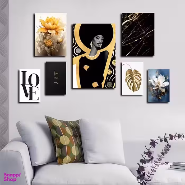 تابلو شاسی بکلیت طرح ترکیبی برگ انجیری و LOVE مدل SH-1649 مجموعه 7 عددی