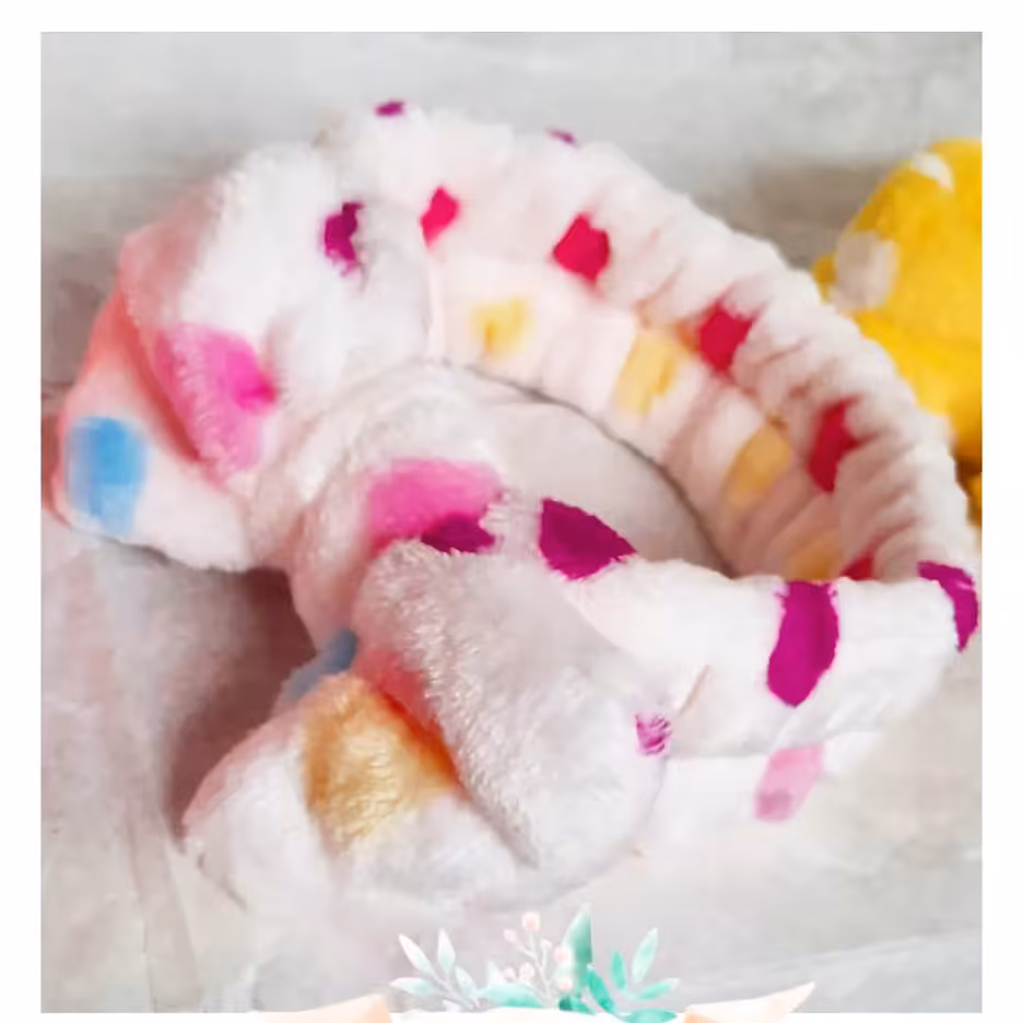 هدبند حوله ای پاپیون و خال خالی