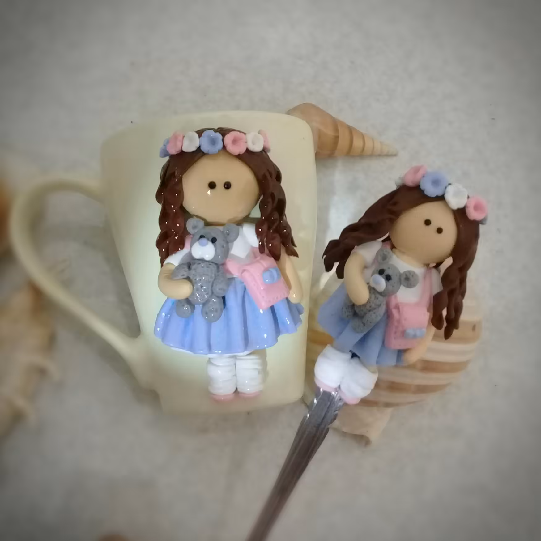 ماگ دخترونه به همراه قاشق ست