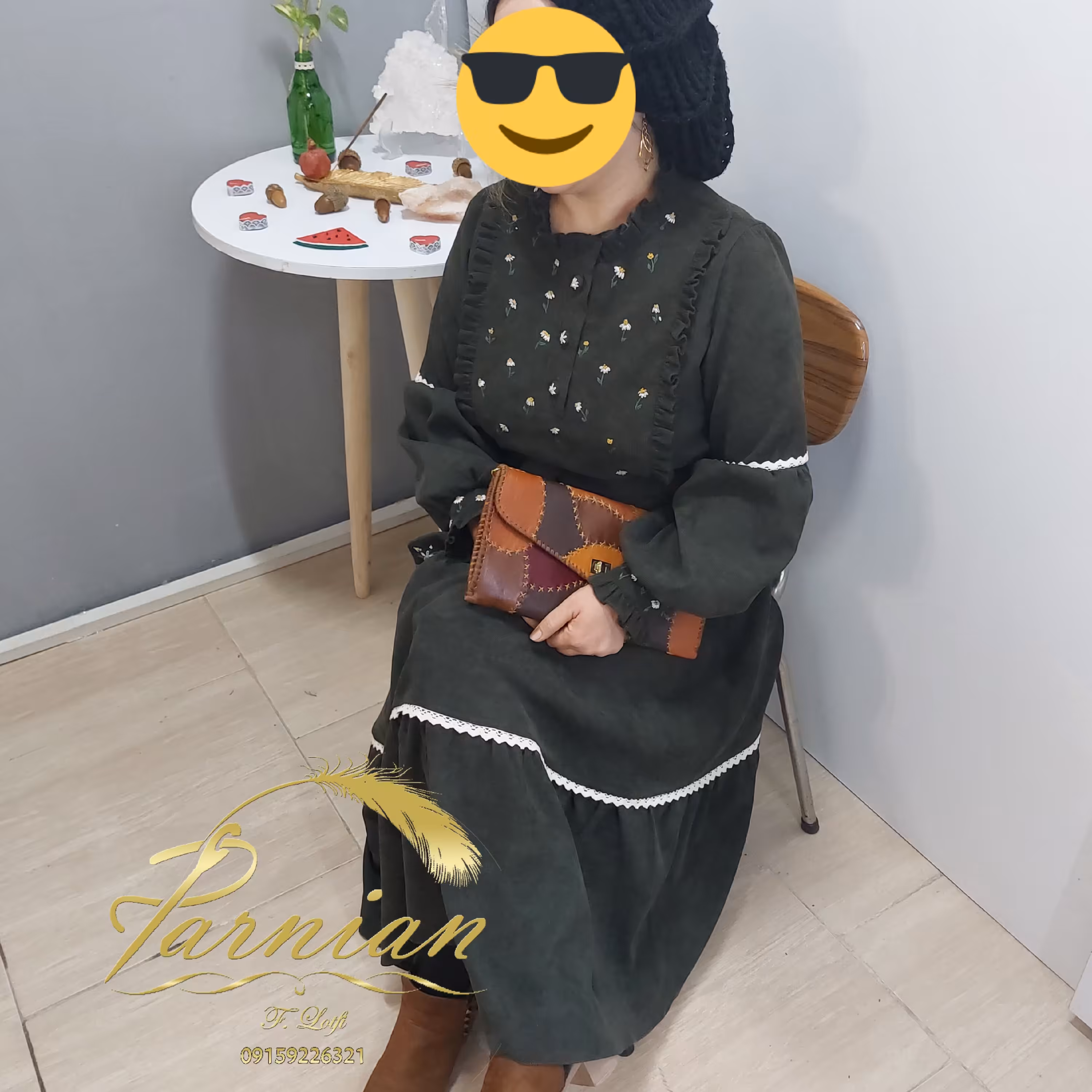 پیراهن کبریتی زنانه،نام طرح بابونه، کاردست گلهای بابونه