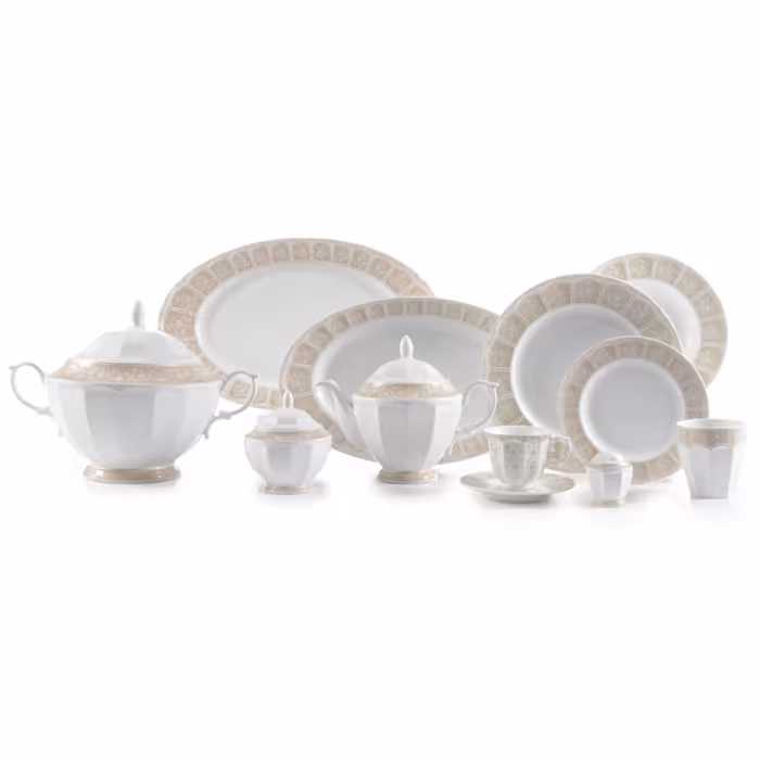 سرویس چینی زرین 12 نفره کامل آرتمیس کرم (103 پارچه)