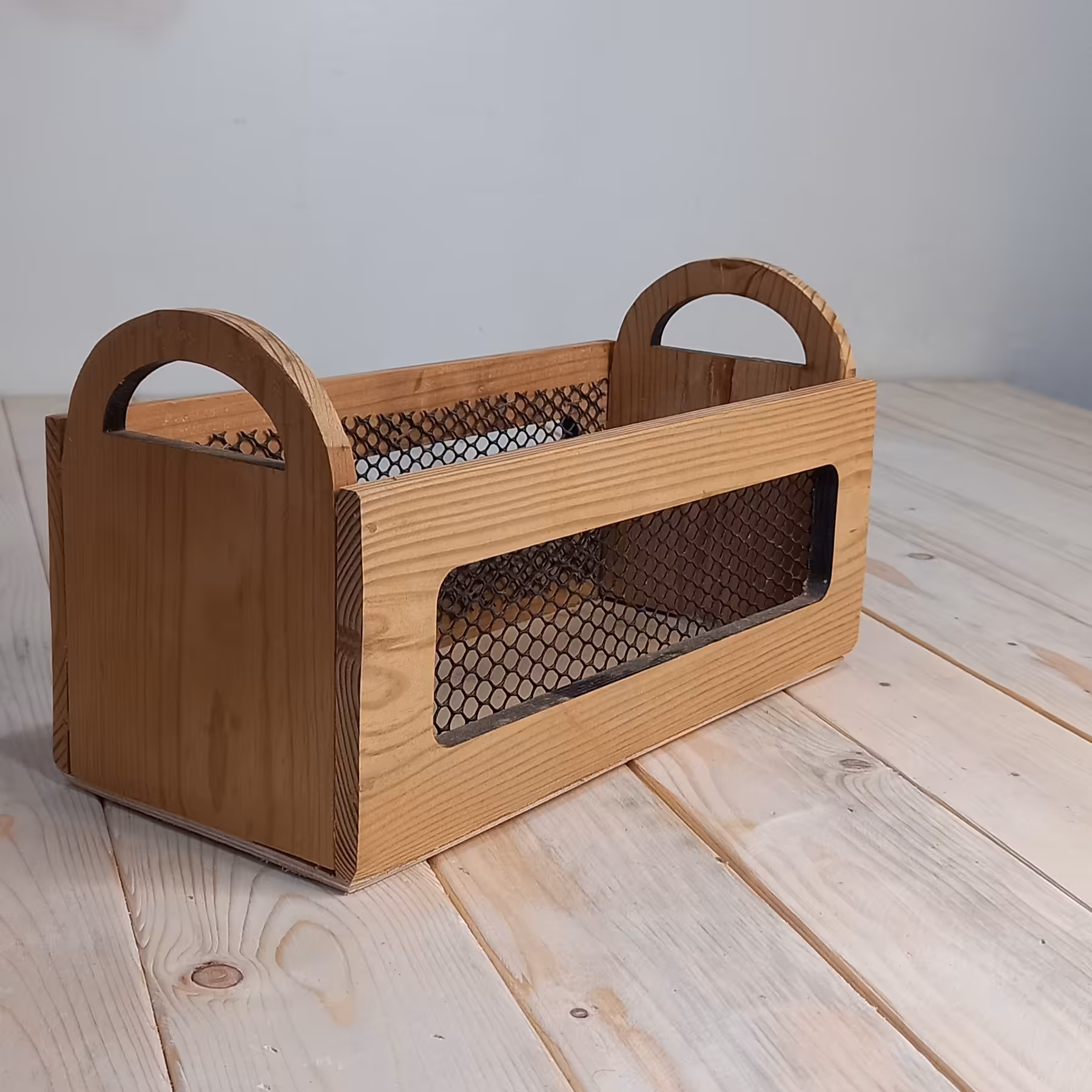 سبد چوبی دسته گرد 