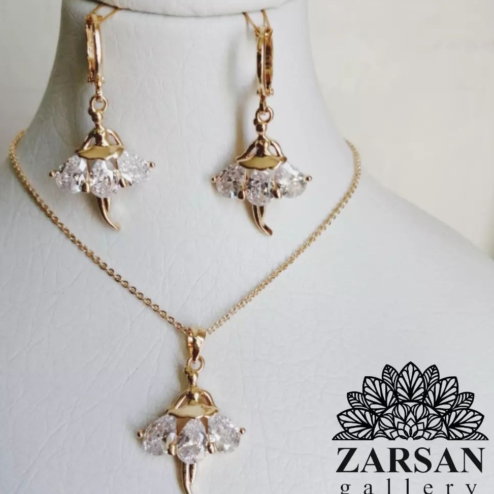 نیم ست بالرین از برند YSX رنگ ثابت باآبکاری روکش طلای18 عیار در زیور آلات زرسان گالری