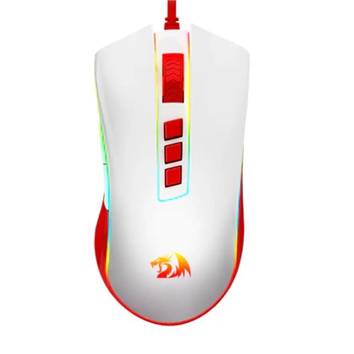ماوس باسیم گیمینگ ردراگون Cobra Red White M711C