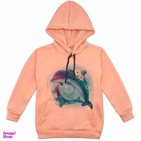 هودی دخترانه مدل دلفین ها F112 رنگ گلبهی