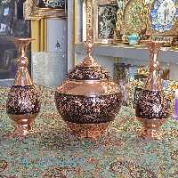 ست گلدان شکلات خوری حکاکی روی مس 