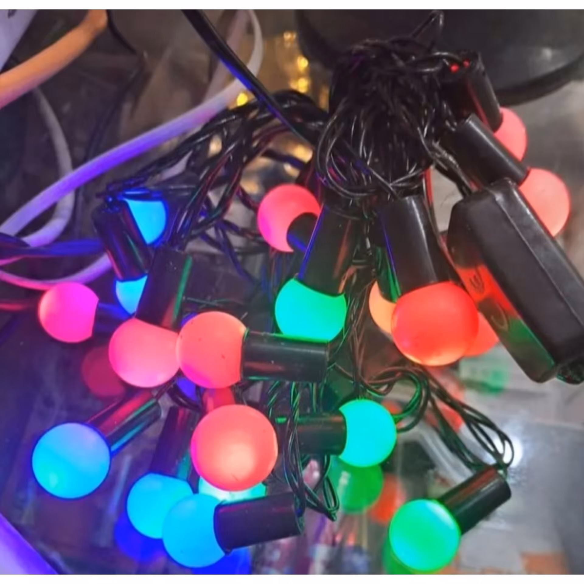 ریسه تزئینی توپی( مرواریدی) هفت رنگ سیم سیاه 