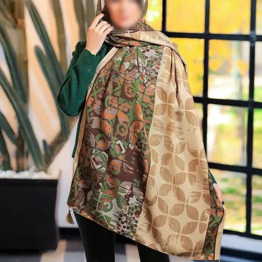 شال نخی باتیک منگوله دار