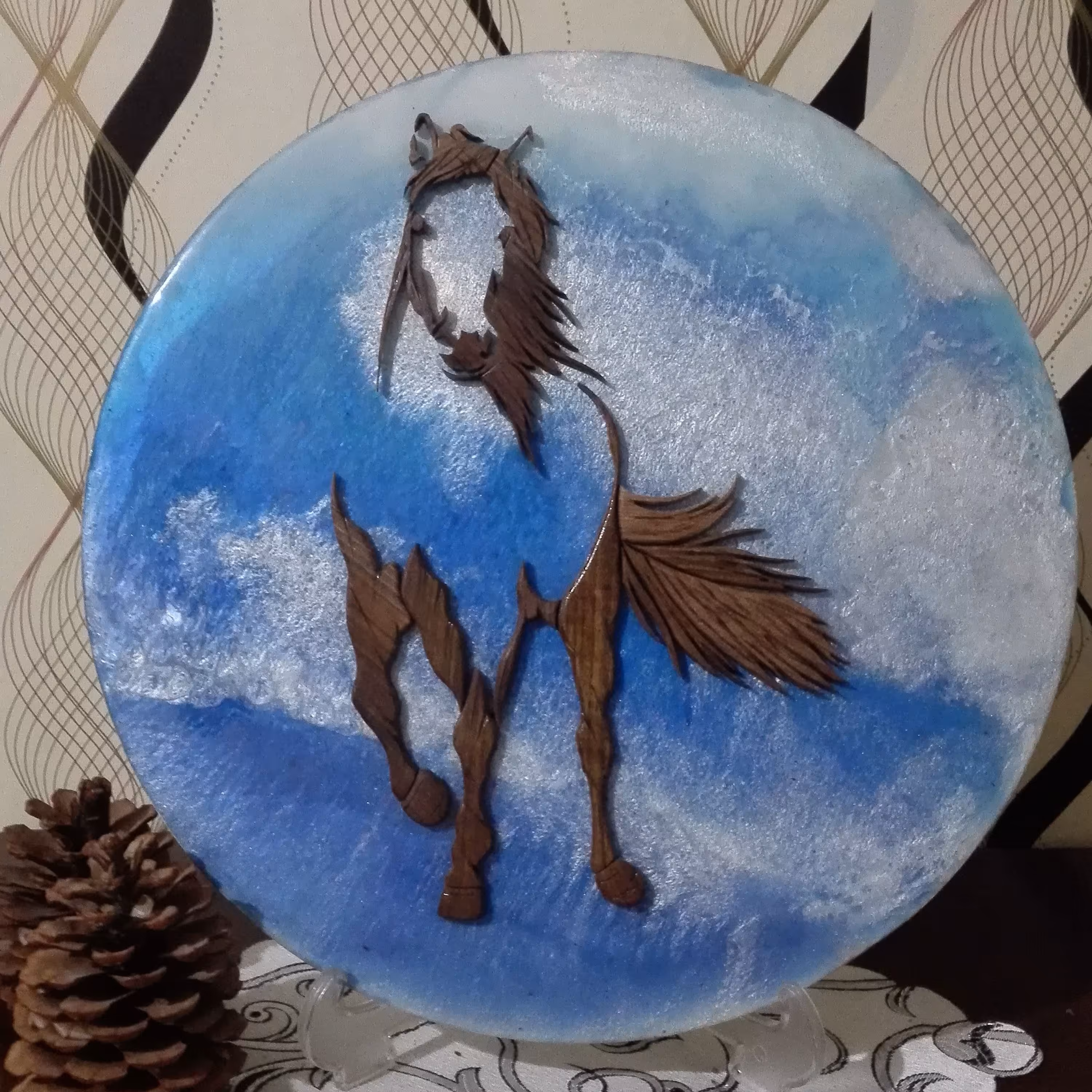 تابلو معرق چوب رئال معاصر تلفیقی جذاب از چوب رزین