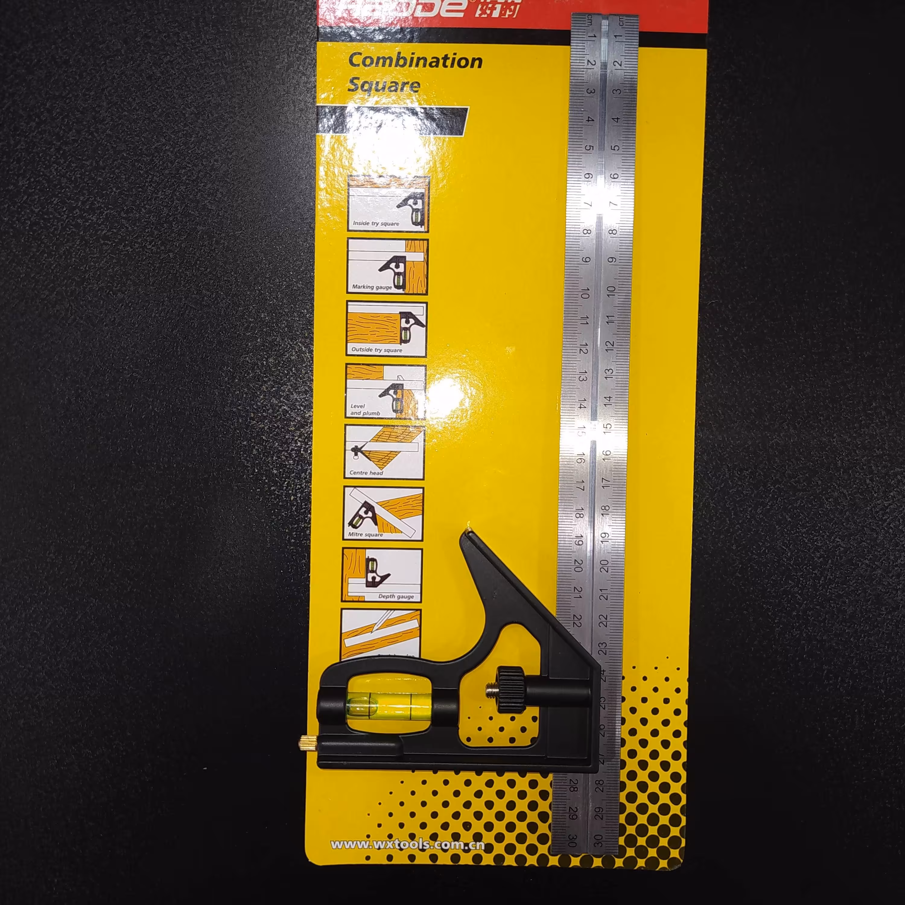 گونیا تراز کشویی 30 سانتی برای مصارف صنعتی از قبیل کارهای نجاری برای تنظیم زاویه 45 و 90 درجه