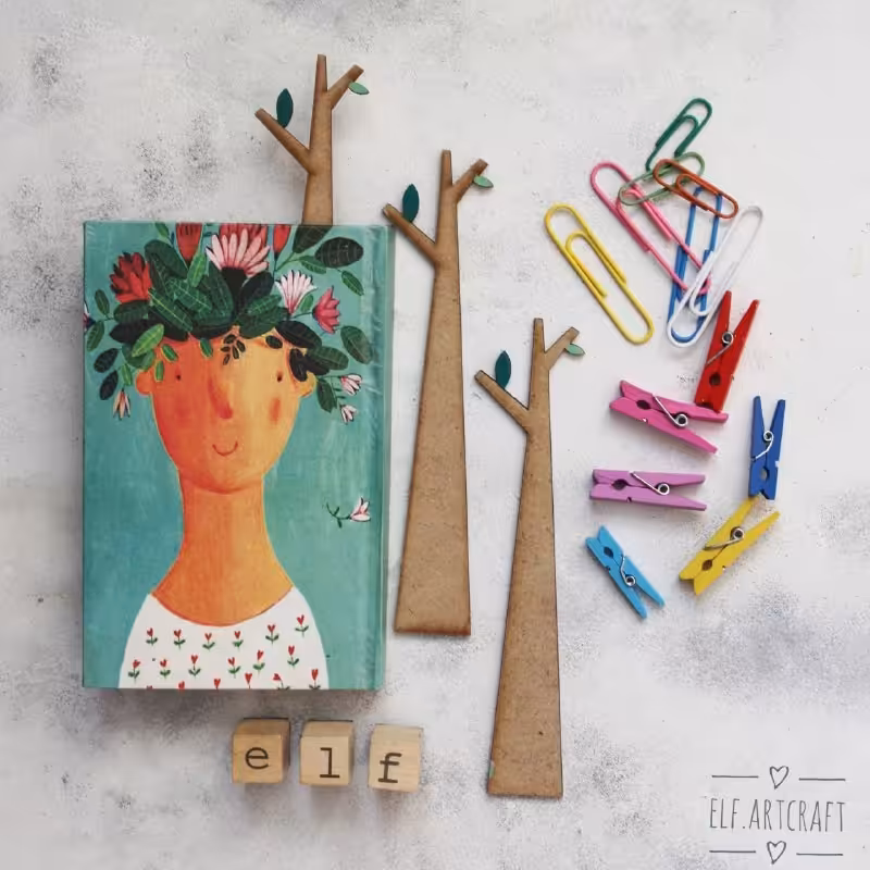 نشانکر  نشانک چوبی کتاب  طرح درخت