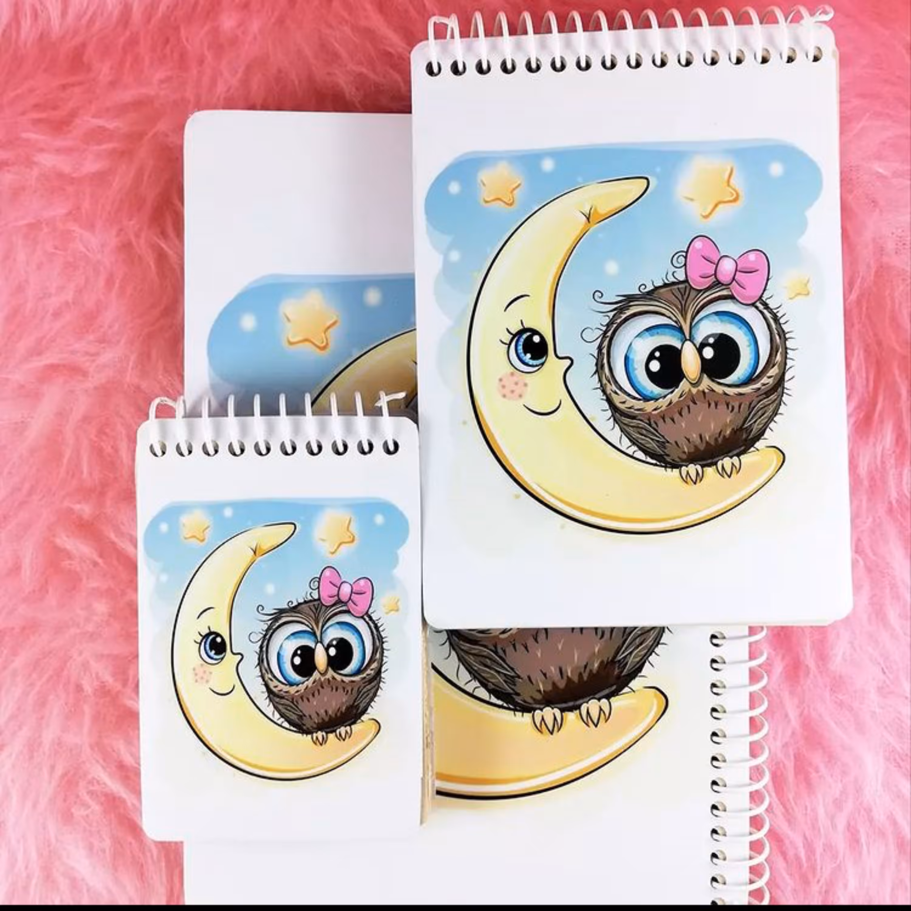 ست سه عددی دفترچه طراحی کرافت طرح جغد و ماه