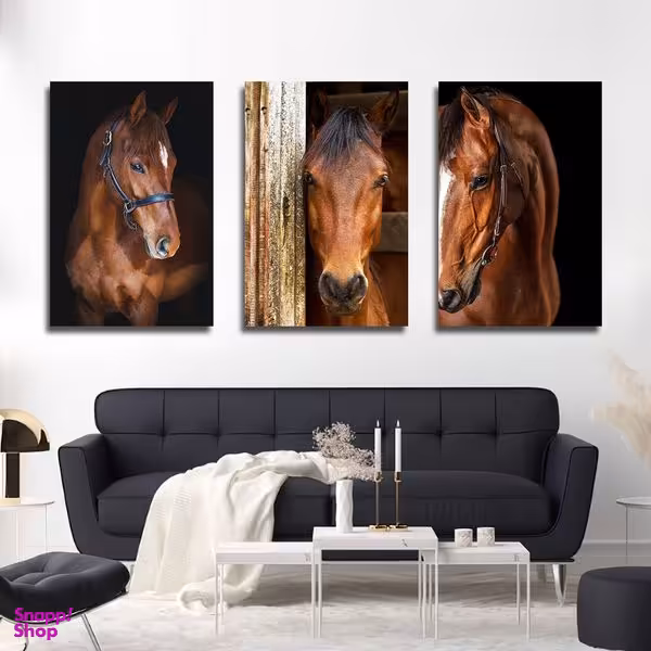تابلو شاسی بکلیت طرح مدرن اسب قهوه ای مدل SH-1786 مجموعه 3 عددی