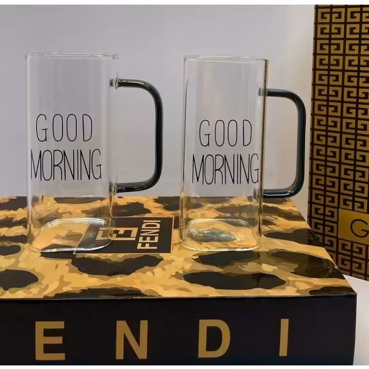 لیوان پیرکس بلند دسته رنگی گودمورنینگ