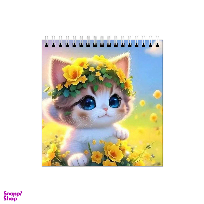 دفتر طراحی 60 برگ طرح گربه با تاج گل کد 2578231