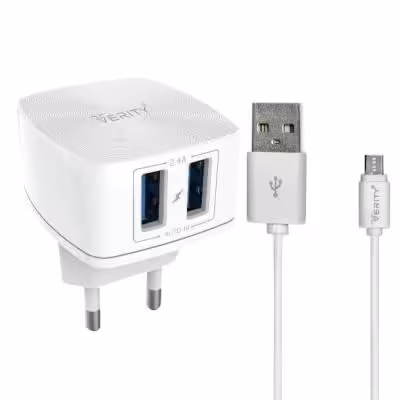شارژر وریتی مدل AP2112 به همراه کابل تبدیل microUSB کابل شارژ میکرو