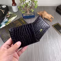 کیف پول لوکس چرم کروکودیل طبیعی مانی
