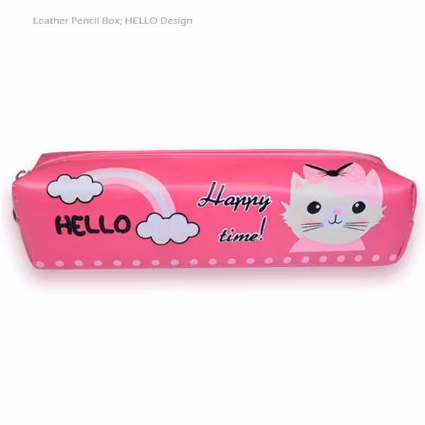 جامدادی چرمی Hello صورتی رنگ