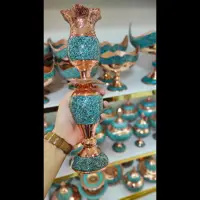  شمعدان فیروزه کوبی مدل لاله ارتفاع 35 سانت برند گوهر