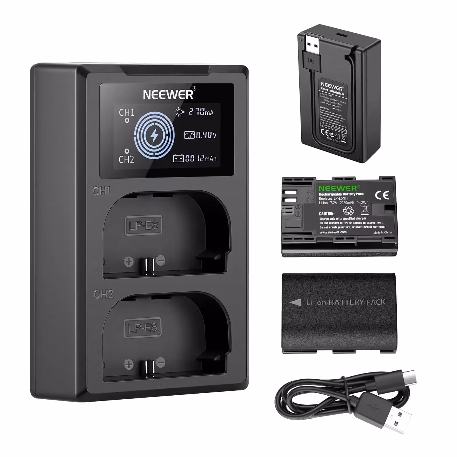 پکیج شارژر دوبل نیور Neewer LP-E6NH Dual Charger   دو باتری LP-E6NH خرید | قیمت - اگزیف