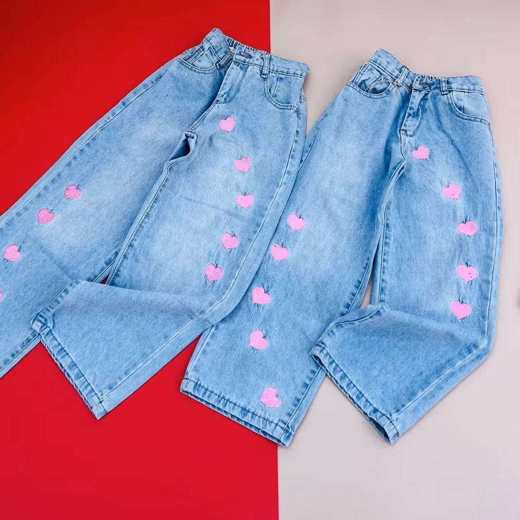 شلوار بگ دخترانه طرح قلب 