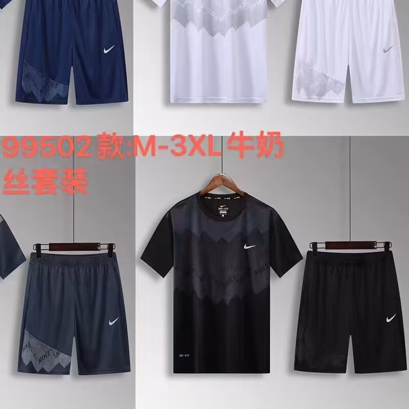 لباس تیشرت با شورت  نایک تمرینی  رنگ  مشکی تایلندی 