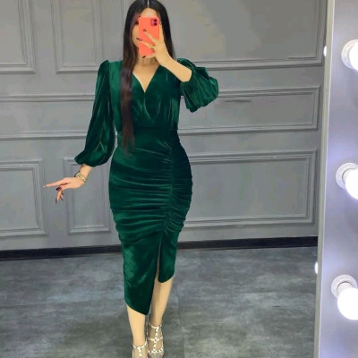 پیراهن شب زنانه مخمل مدل پیراهن ماکسی کوتاه مدل ترلا