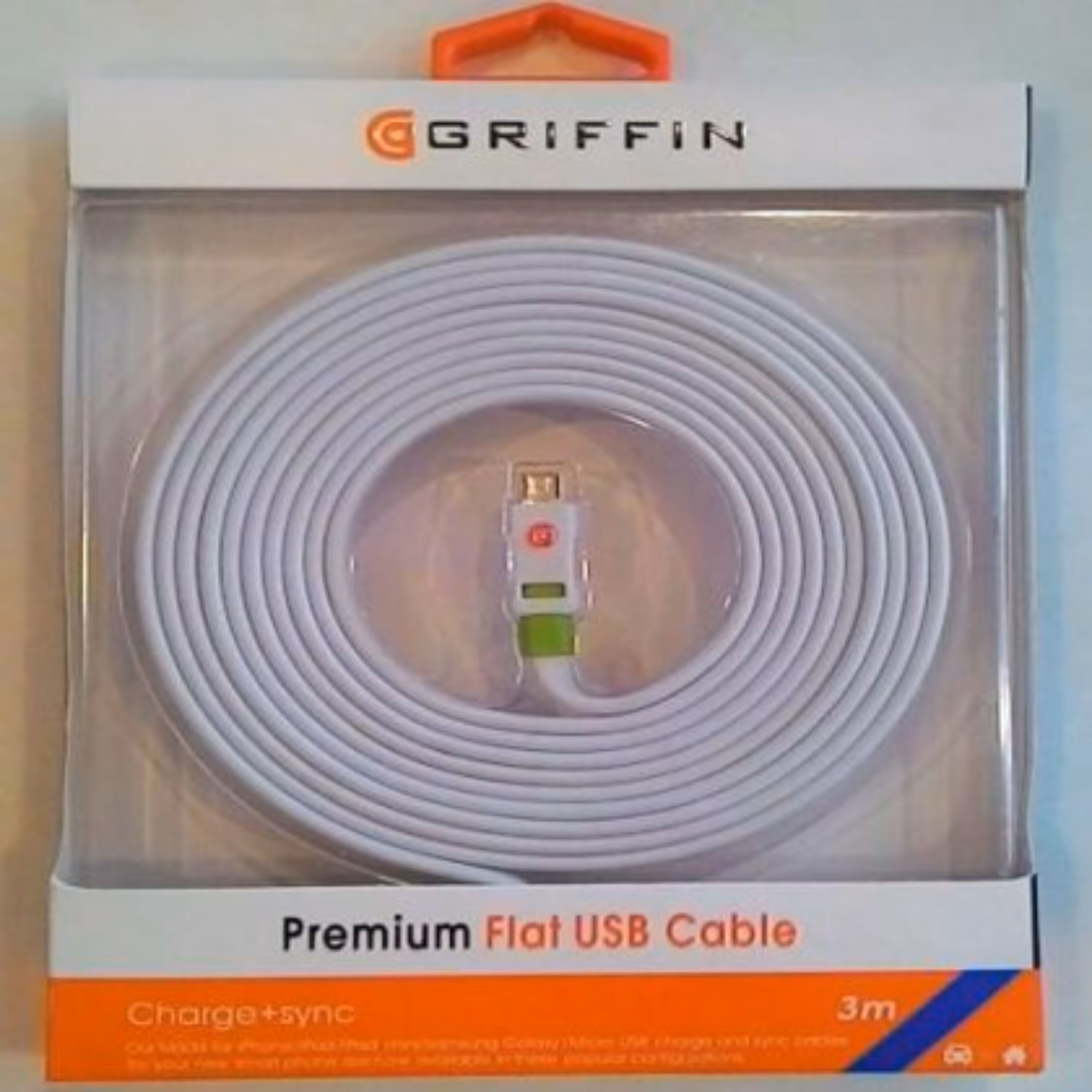کابل گریفین 3 متری اندروید GRIFFIN premium flat usb ( تخفیف ویژه )