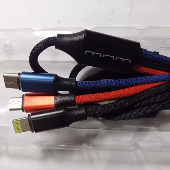 کابل شارژ و دیتا 3کاره USB به میکرو و تایپ سی و لایتنینگ