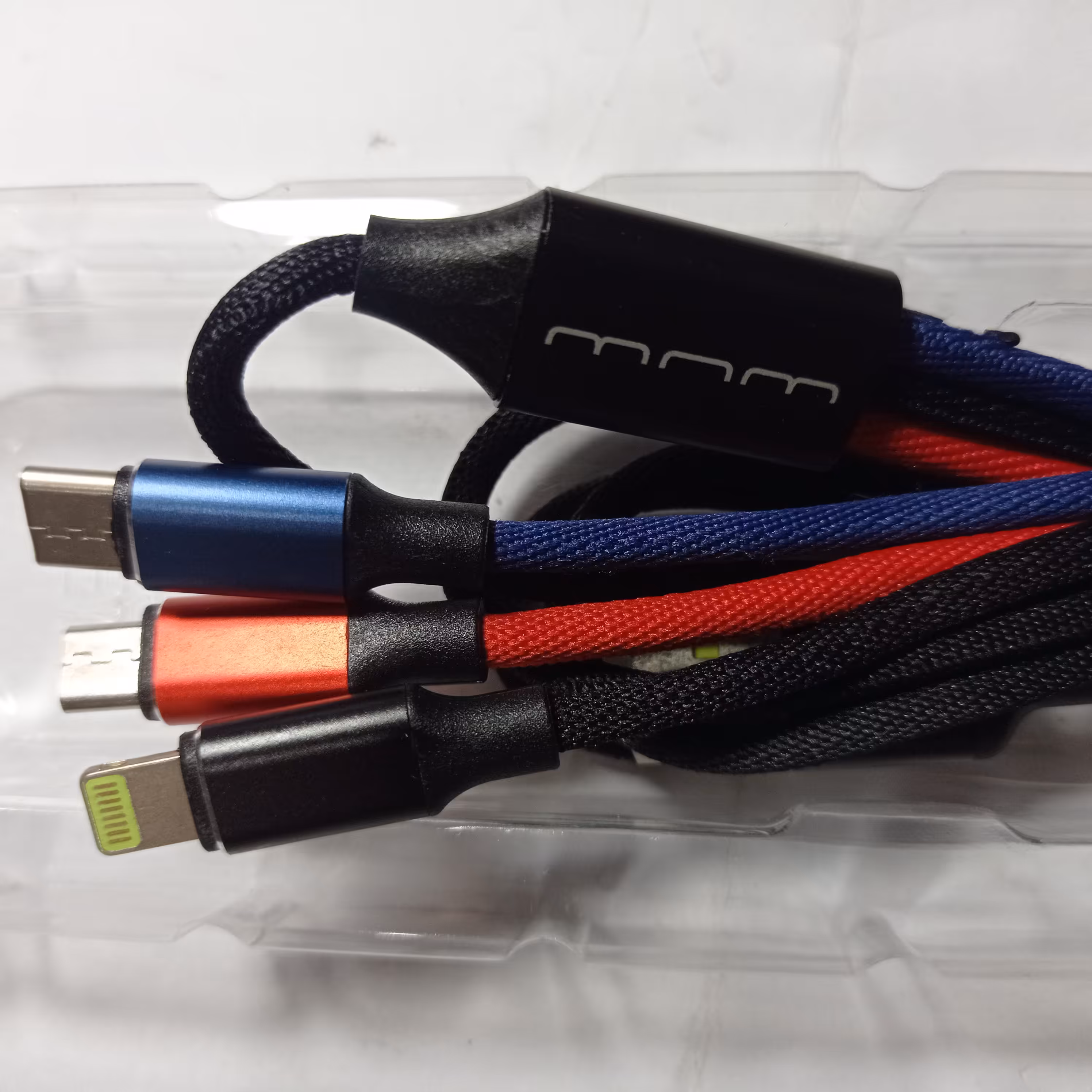 کابل شارژ و دیتا 3کاره USB به میکرو و تایپ سی و لایتنینگ