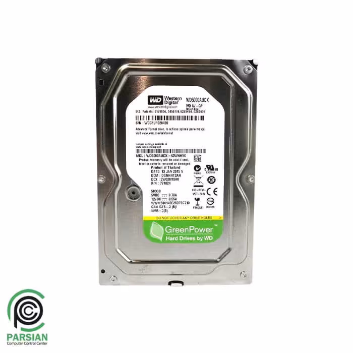 هارد دیسک اینترنال استوک وسترن دیجیتال مدل WD-AV-GP WD5000AVDS ظرفیت 500 گیگابایت استوک